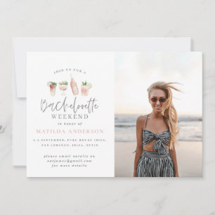 Girly modern pink chic Bachelorette Wochenende Ankündigung