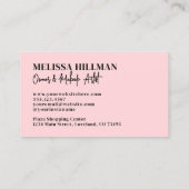 Girly Modern Pink Makeup Artist Visitenkarte (Rückseite)