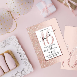 Girly Modern Pink Rose Gold Glitzer Ombre Sweet 16 Einladung