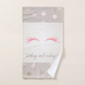 Girly Modern Polka Dots, Imitate Lashes Badhandtuch Set (Handtuch)