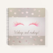 Girly Modern Polka Dots, Imitate Lashes Notizblock (Vorderseite)