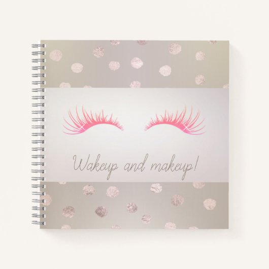 Girly Modern Polka Dots, Imitate Lashes Notizblock (Vorderseite)