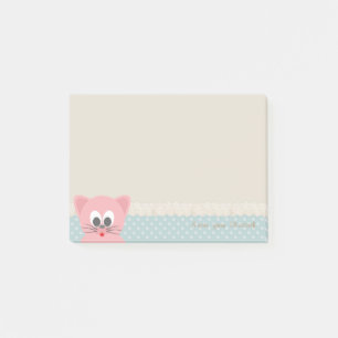 Girly Modern, Polka Dots, Katze Post-it Klebezettel