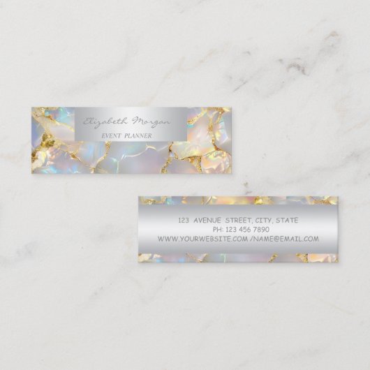 Girly Modern Professional Charming Opal Stone Mini Visitenkarte (Vorne/Hinten)