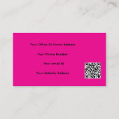 Girly Modern QR Code Kalligrafie Hot Pink Trendy Visitenkarte (Rückseite)