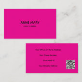 Girly Modern QR Code Kalligrafie Hot Pink Trendy Visitenkarte (Vorne/Hinten)