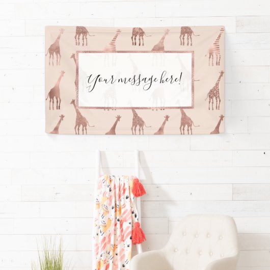 Girly Modern Rose Gold Blush Pink Giraffen Banner (Insitu)