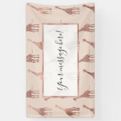 Girly Modern Rose Gold Blush Pink Giraffen Banner (Vertikal)