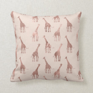Girly Modern Rose Gold Blush Pink Giraffen Kissen