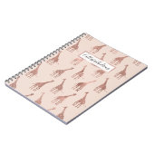 Girly Modern Rose Gold Blush Pink Giraffen Notizblock (Linke Seite)