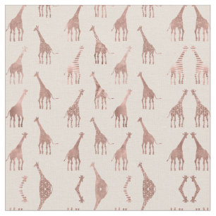 Girly Modern Rose Gold Blush Pink Giraffen Stoff