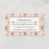 Girly Modern Rose Gold Blush Pink Giraffen Visitenkarte (Rückseite)