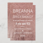 Girly Modern Rose Gold Glitzer Foil Bridesmaids Einladung (Vorne/Hinten)
