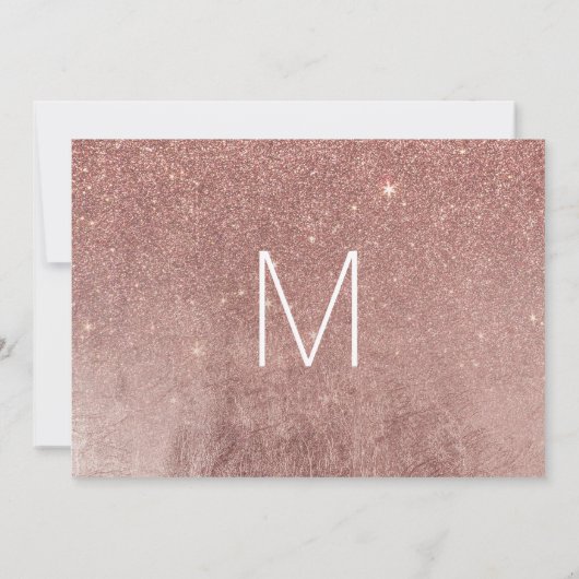 Girly Modern Rose Gold Glitzer Foil retten Save The Date (Rückseite)