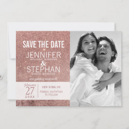 Girly Modern Rose Gold Glitzer Foil retten Save The Date