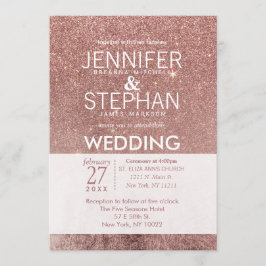 Girly Modern Rose Gold Glitzer Foil Wedding Einladung