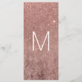Girly Modern Rose Gold Glitzer Hochzeitsprogramme Programm (Rückseite)