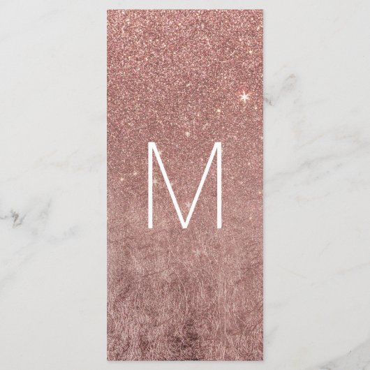 Girly Modern Rose Gold Glitzer Hochzeitsprogramme Programm (Rückseite)