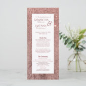 Girly Modern Rose Gold Glitzer Hochzeitsprogramme Programm (Stehend Vorderseite)