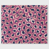 Girly Modern Rose Gold Navy Lila Leopard Print Geschenkpapier (Flach)