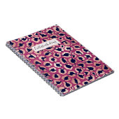 Girly Modern Rose Gold Navy Lila Leopard Print Notizblock (Rechte Seite)
