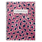Girly Modern Rose Gold Navy Lila Leopard Print Notizblock (Vorderseite)