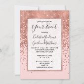 Girly Modern Rose Gold Pink Glitzer Confetti Einladung (Vorderseite)
