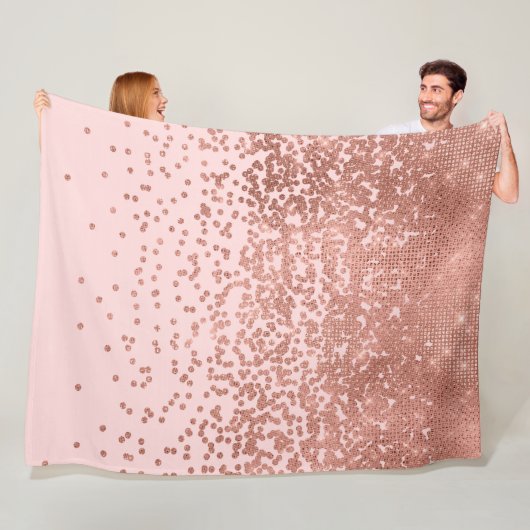 Girly Modern Rose Gold Pink Glitzer Confetti Fleecedecke (Beispiel)