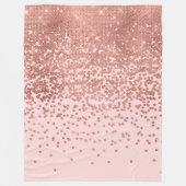 Girly Modern Rose Gold Pink Glitzer Confetti Fleecedecke (Vorderseite)