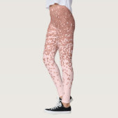 Girly Modern Rose Gold Pink Glitzer Confetti Leggings (Links)