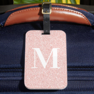 Girly Modern Serial Mit Monogramm Rose Gold Glitze Gepäckanhänger