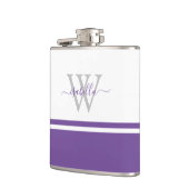 Girly Modern Trendy Monogram Script Lila Flachmann (Links)