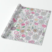 Girly Modern Whimsical Watercolor Floral Geschenkpapier (Ungerollt)
