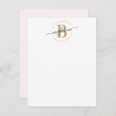 Girly Modern White Gold Name Script Mit Monogramm Mitteilungskarte (Vorne/Hinten)