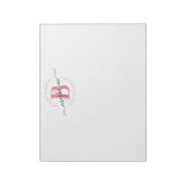 Girly Modern White Pink Name Script Mit Monogramm Notizblock (Rotiert)