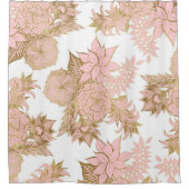 Girly moderne erröten das rosa weiße Blumen Gold Duschvorhang (Vorderseite)