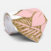 Girly moderne erröten das rosa weiße Blumen Gold Krawatte (Gerollt)
