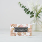Girly moderne erröten das rosa weiße Blumen Gold Visitenkarte (Stehend Vorderseite)