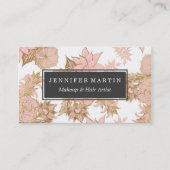 Girly moderne erröten das rosa weiße Blumen Gold Visitenkarte (Vorderseite)