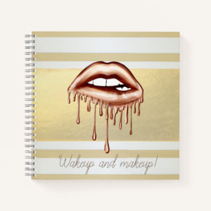 Girly Moderne Goldstreifen, Metallische tropfende Notizblock