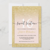 Girly modische Gold Glitzer ombre pink chic Sweet Einladung (Vorderseite)