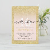 Girly modische Gold Glitzer ombre pink chic Sweet Einladung (Stehend Vorderseite)
