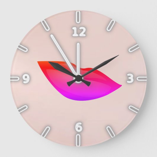 Girly modische Lippen, Kuss Große Wanduhr (Vorderseite)