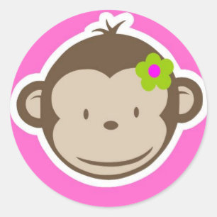 Girly Monkey Runder Aufkleber