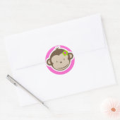 Girly Monkey Runder Aufkleber (Umschlag)