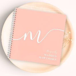 Girly Monogram Calligrafy Coral Blush Pink Rezept Notizblock