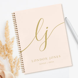 Girly Monogram Calligrafy Initial Blush Pink Gold Notizblock