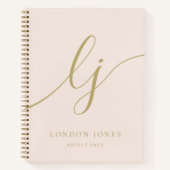 Girly Monogram Calligrafy Initial Blush Pink Gold Notizblock (Vorderseite)