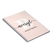 Girly Monogram Calligrafy Initial Name Blush Pink Notizblock (Rechte Seite)