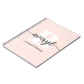 Girly Monogram Calligrafy Initial Name Blush Pink Notizblock (Linke Seite)